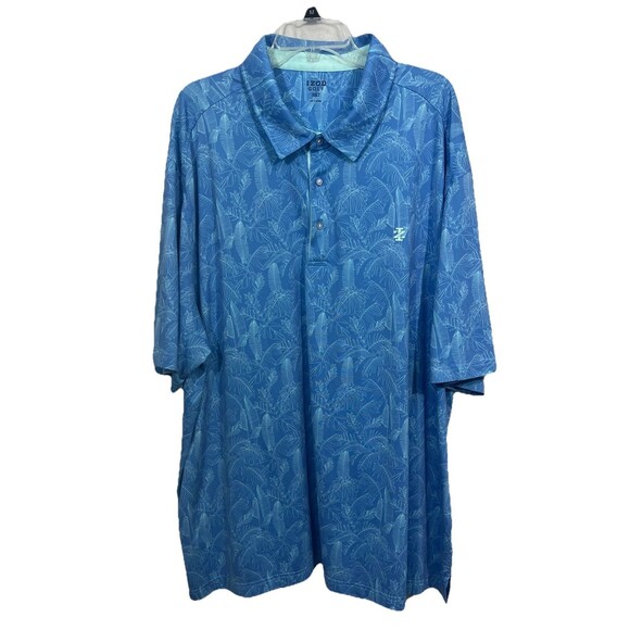 Izod Golf Size 3XLT Blue Polo Stretch Hawaiin Tropical Short Sleeve Athletic - Picture 1 of 9